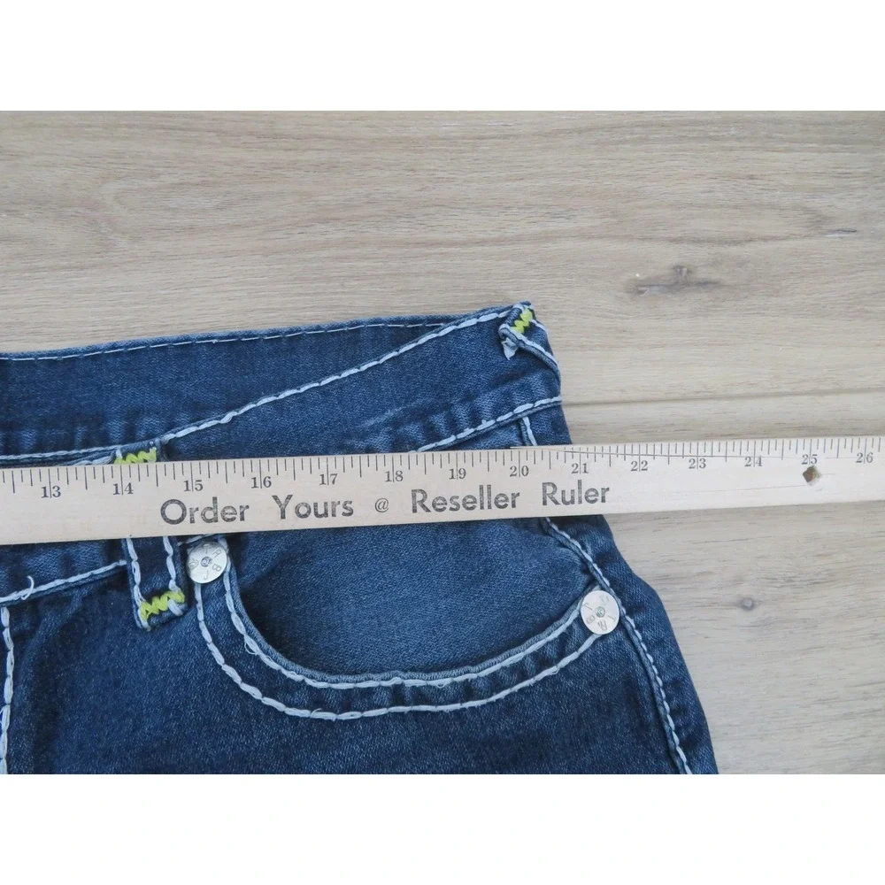 Vtg True Religion Ricky Super T JeansMen 42x34 Blue Flap Pocket USA Thick Stitch